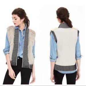 Banana Republic Faux Fur Wool Blend Sweater Vest